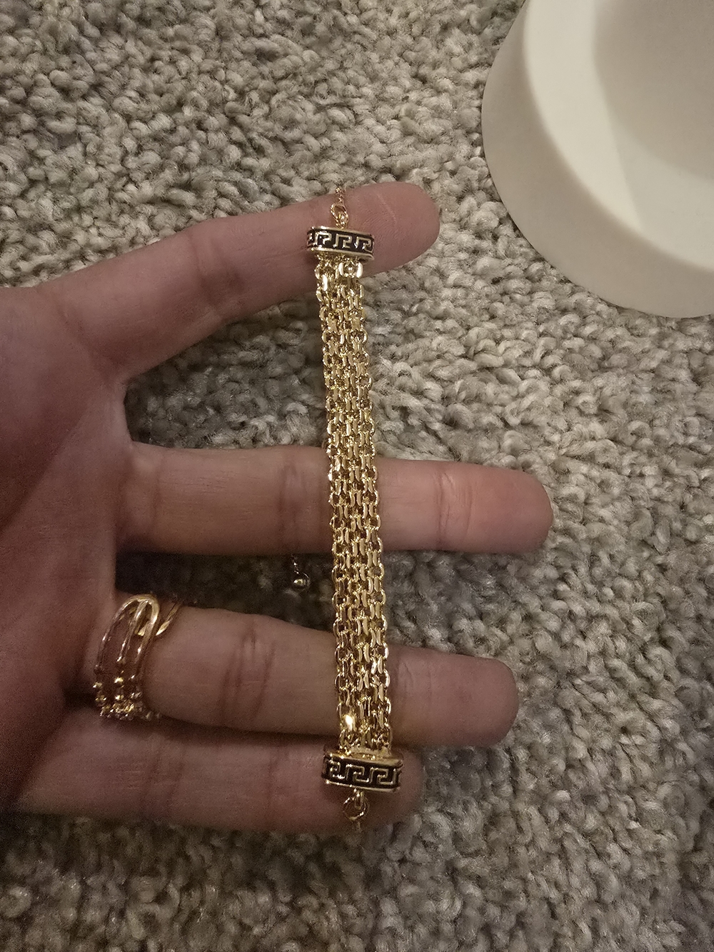22kgp Dubai Jewekry Elegant Gold Multi-Strand Chain Bracelet - Picture 9 of 9